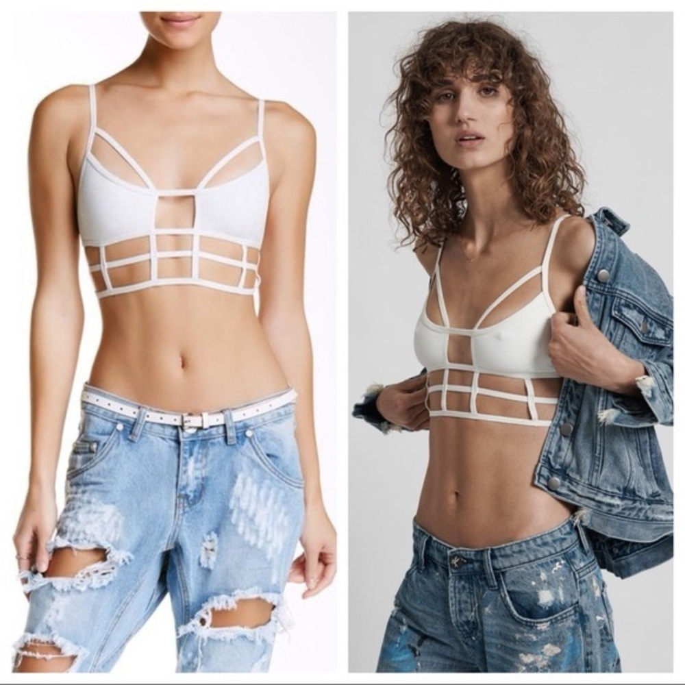 NWT One Teaspoon Le Ritz Bodice Bralette Crop Top Ivory Strappy Sz XS